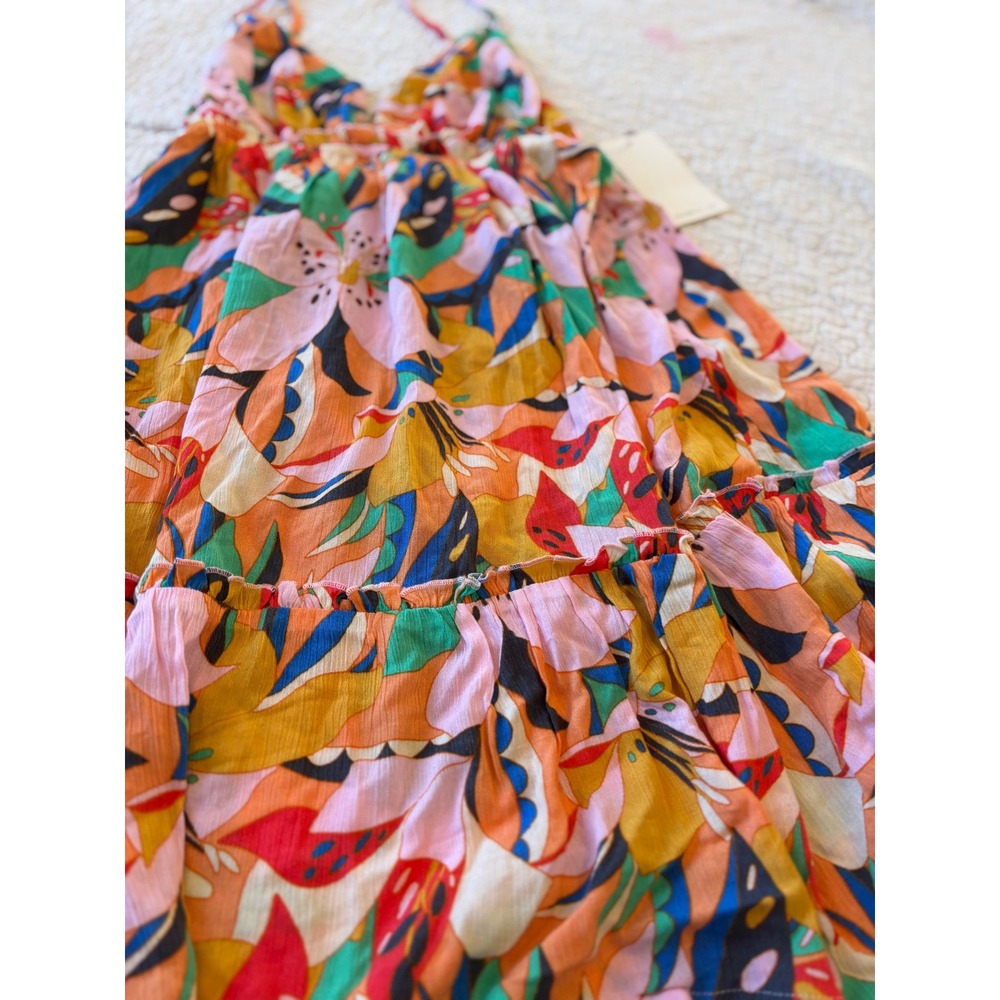 O'Neill Simone Tropical Floral Mini Dress‎ Women's Medium Multicolor V-Neck - Picture 2 of 6